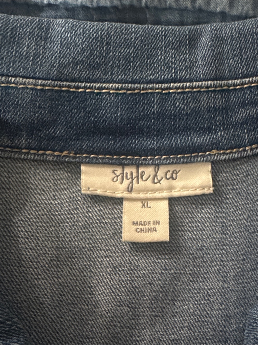 Style & Co. Blue Denim Peplum Ruffle Sleeve Jean Jacket Sz XL - Picture 9 of 10